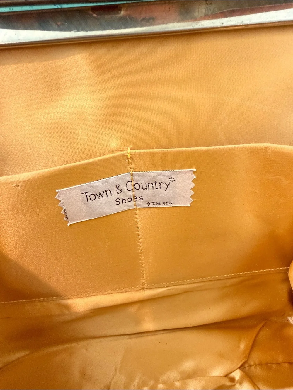 Vintage Town & Country Metallic Gold structured Shoulder Bag Purse mid century